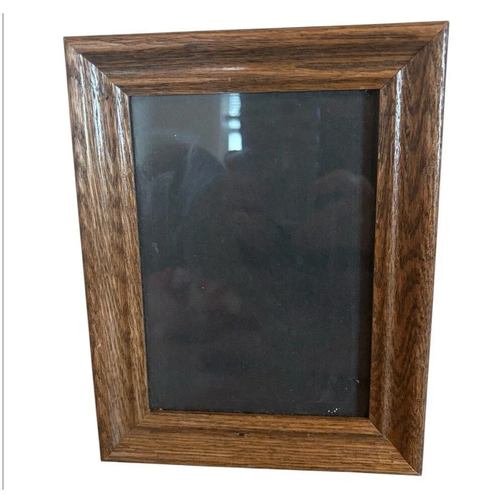 Vintage Solid Wood Picture Frame 5x7 Tabletop Easel Stand Brown OakGrain Country